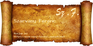 Szarvasy Ferenc névjegykártya
